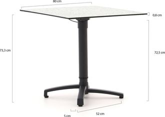 Bellagio la vita attrattiva Bellagio Canzo klaptafel 80x80x73/109cm verstelbaar