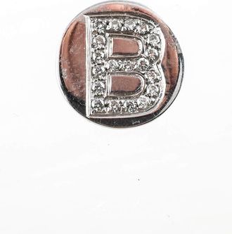 Spallanzani Sterling Silver Diamond Initial B Letter Magnetic Round Charm