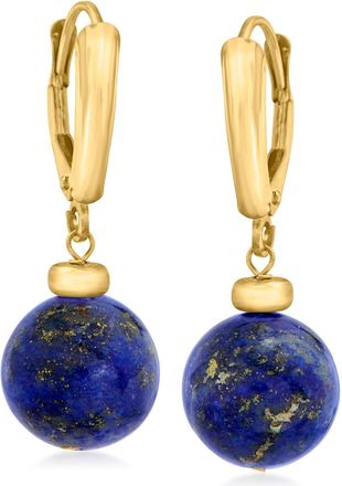 Canaria Canaria 10-11mm Lapis Bead Drop Earrings in 10kt Yellow Gold