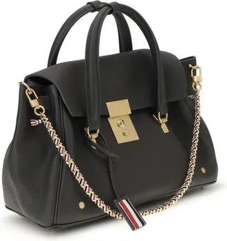 Thom Browne Womens Top Handle Bag Gray Calf Leather Bos