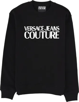 Versace Jeans Couture Crewneck White Chest Logo Cotton Sweatshirt