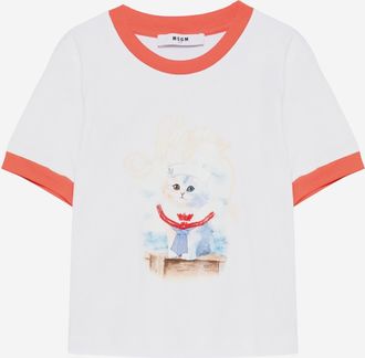 Msgm Kids Cotton T-Shirt Multicolour T-Shirts And Polos