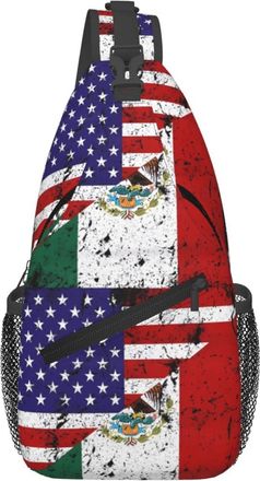 Generic Mexican American Flag Sling Bag Adjustable Cross Body Bag Breathable Daypack For Outdoors Men Camping