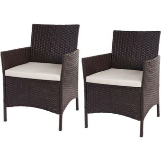 Hhg non utilizzato] Set 2x poltrone esterno giardino Halden 60x59x83cm polyrattan marrone con cuscino avorio