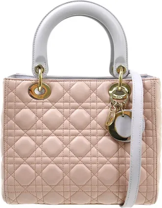 Dior Lady Dior Bag Cannage Quilt Lambskin Pink Leather Handbag (Pre-Owned)
