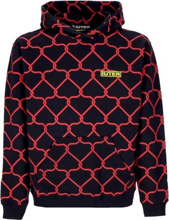 Iuter Zwarte Net Hoodie All Over Print - Heren - Hoodies - Veelkleurig - L - Katoen - Hoodies & sweatvesten