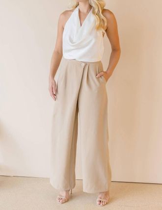 Astr Aryn Jumpsuit In Khaki/white