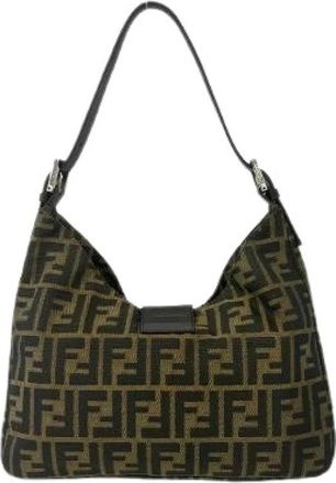 Fendi Pre-owned Zucca Canvas Leather Shoulder Bag - Dames - Vintage Schoudertas - Bruin - ONE Size - Leer - Vintage