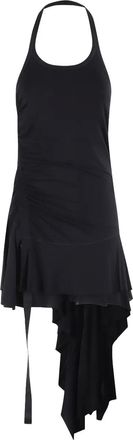 Helmut Lang asymmetric mini dress - women - Lyocell - M - Black