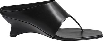 Khaite Black Marlow Leather Kitten Sandals