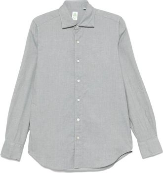Finamore Mintgroen Shirt Tokyo Stijl - Heren - Casual Overhemden - Grijs - S - Katoen - Overhemden