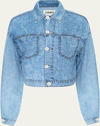 L'agence Gaines Balloon-Sleeve Denim Jacket