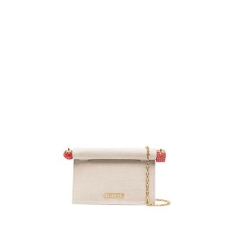 Jacquemus Clutches, female, White, Size: ONE SIZE Strawberry Detail Clutch Bag in White