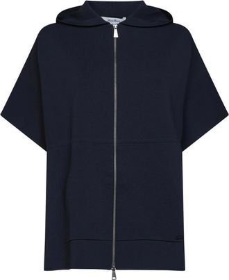 Max Mara Losse Viscose Cr&ecirc;pe Vest - Dames - Vesten met rits - Blauw - M - Hoodies & sweatvesten