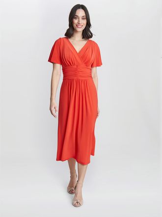 Gina Bacconi Womens Frieda Jersey Print Dress - Orange - Size 10 UK