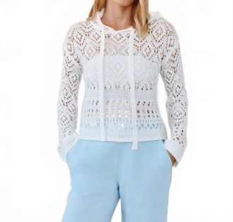 Bella Dahl Crochet Drawstring Hoodie In White