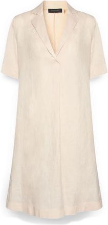 Elena Miro Korte mouw linnen overhemdjurk - Dames - Korte kleedjes - Beige - L - Linnen - Kleedjes