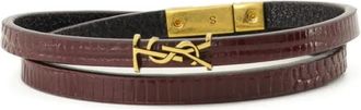 Saint Laurent Burgundy Cassandre Wrap Bracelet