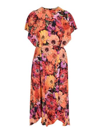 Stella McCartney Floral-Print Silk Crepe De Chine Midi Dress Size XXS