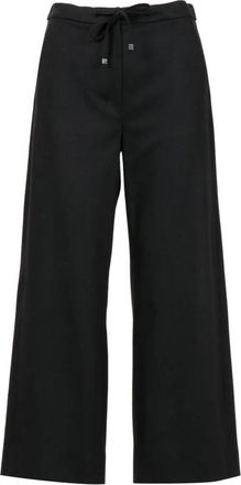 Max Mara Wijde Broeken - Dames - Wijde Broeken - Zwart - L - Wol - Broeken