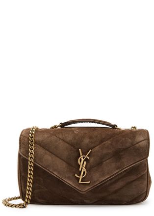Saint Laurent Loulou Small Quilted Suede Shoulder bag - Dark Brown - One Size