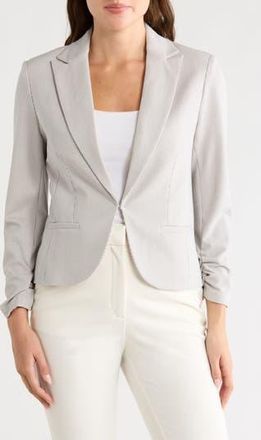 Amanda + Chelsea Stripe Scrunch Sleeve Jacket in Tan/White at Nordstrom Rack, Size X-Small