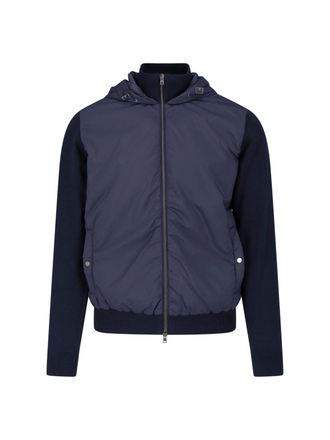 Herno Blue Cotton-Blend Resort Hooded Jacket