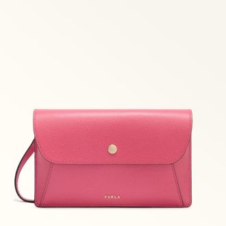 Furla Lea Pouch Velvet Pink Pink Textured Leather Woman