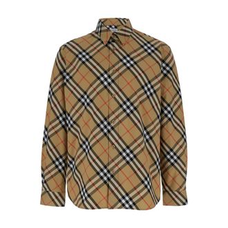Burberry Geruit katoenen overhemd - Heren - Casual Overhemden - Beige - XL - Katoen - Overhemden