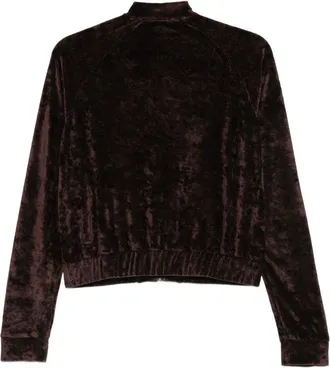 Emporio Armani Velvet Zip-Up Sweatshirt - Brown