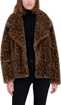 Shelli Segal Leopard Print Faux Fur Jacket in Brown at Nordstrom Rack, Size Large