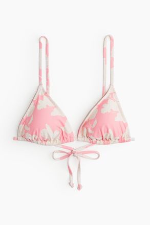 H&M Wattiertes Triangel-Bikinitop - Hellrosa/Gebl&uuml;mt