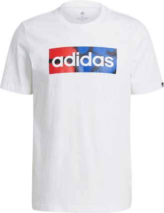 adidas Mens adidas Alphabet Logo Printing Round Neck Pullover Short Sleeve White T-Shirt GL3253