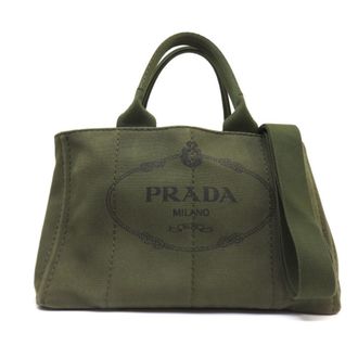 Prada Khaki Canvas Handbag Tote Bag (Pre-Owned)
