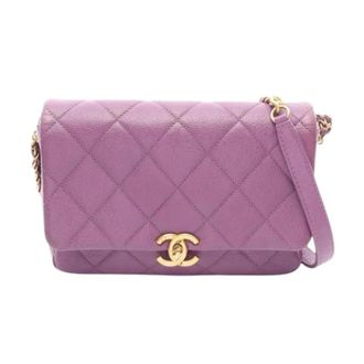Chanel Pre-owned Vintage Schoudertas - Dames - Pre-owned - Paars - Maat: ONE Size Leer