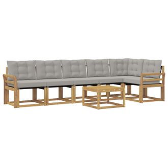 vidaXL Conjunto De Sof&aacute;s De Exterior 7 Pcs Blanco Y Gris Claro Vidaxl