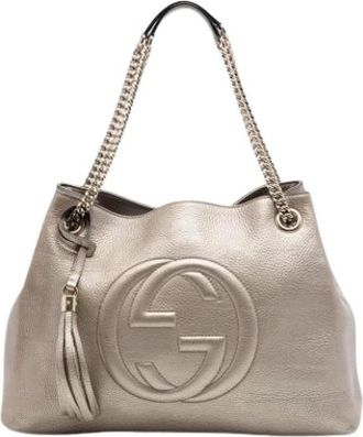 Gucci Pre-owned Soho Chain Shoulder Bag - Dames - Vintage Schoudertas - Geel - ONE Size - Leer - Vintage