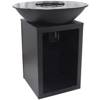 Vente-Unique Barbecue plancha braciere a carbone e legna con contenitore 80 x 80 x 96 cm Nero - IGNOS