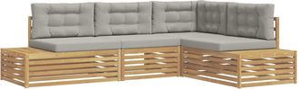 vidaXL 5 Uds. Conjunto De Sof&aacute;s De Exterior Poli&eacute;ster Blanco Vidaxl