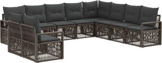 vidaXL Conjunto De Sof&aacute;s De Jard&iacute;n 10 Uds. Gris Rat&aacute;n Sint&eacute;tico Vidaxl