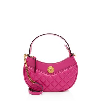 Versace Quilted Leather Medusa Half Moon Shoulder Bag