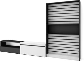 Skraut Home Skraut Home - Muebles De Sal&oacute;n Para Tv, Conjunto De Muebles Comedor, 310x186x35cm, Para Tv Hasta 80, Mueble Televisi&oacute;n, Estilo Moderno, Blanco Y Negro