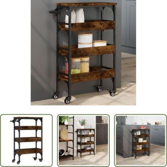 vidaXL Carrello da cucina in legno - Carrello da Cucina Rovere Fumo 53x20x76 cm in Legno Multistrato