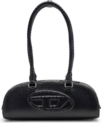 Diesel 1DR Dome-Elongated bowling bag in textured leather - Shoulder Bags - Woman - Black