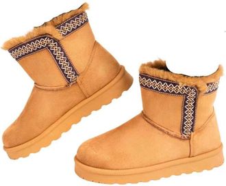 Ikrush Faux Suede Fluffy Lined Ankle Boots With Stitch Trimcasual Low Ankle