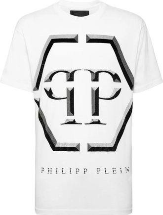 Philipp Plein T-shirt Round Neck SS - Heren - T-shirts - Wit - 3XL - Katoen - Tops