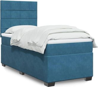vidaXL Vidaxl - Cama Box Spring Con Colch&oacute;n Terciopelo Azul 100x200 Cm