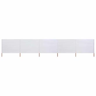 vidaXL Paravientos De 5 Paneles Tela Blanco Arena 600x120 Cm Vidaxl