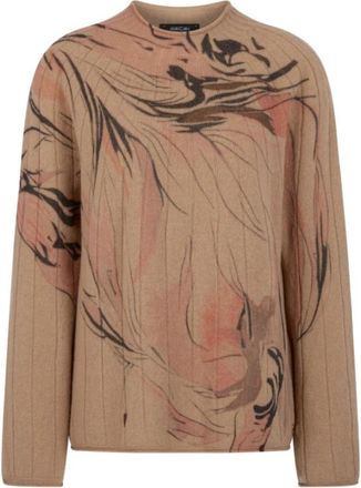 Marc Cain Truien - Dames - Ronde hals truien - Bruin - XL - Wol - Truien & Vesten