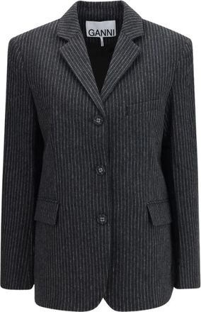Ganni Pinstripe Tailored Blazer - Dames - Blazers - Grijs - XS - Leer - Jassen